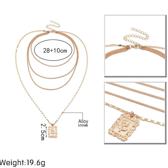 Picture Perfect Rose 4-Chain Silver Tone Necklace - Picture 6 of 6